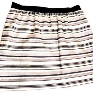 Ann Taylor Loft Silk Blend Mini Skirt Size 12 Black /Cream Neutral Easy Wear GUC